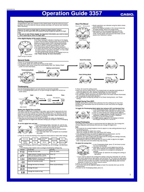 casio g shock manual